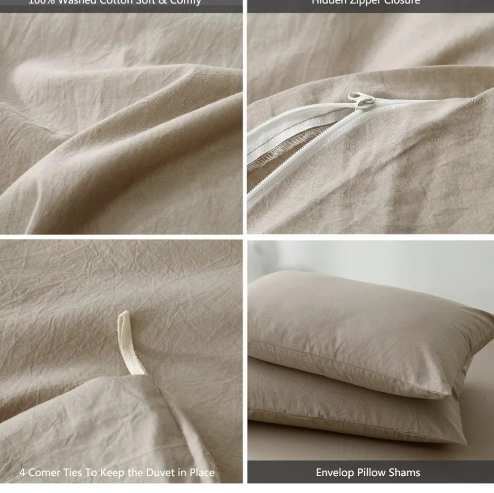 Duvet Beige Queen Size Set With 2 Pillow Shams